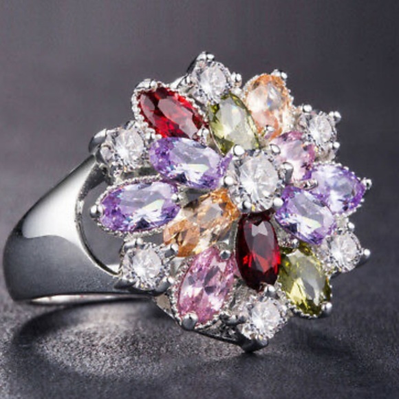 NEW 925 Sterling Silver Multicolor 🌸 Ring - Picture 3 of 6